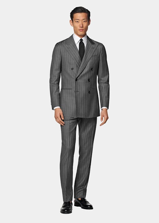 Mid Grey Striped Custom Made Suit