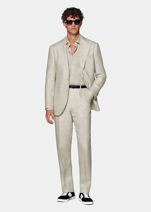 Sand Herringbone Roma Suit