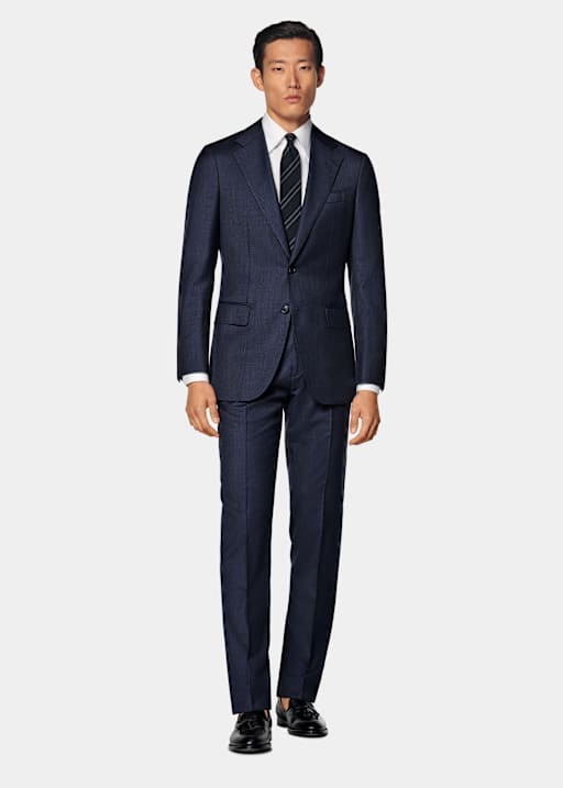 Navy Houndstooth Tailored Fit Havana Suit