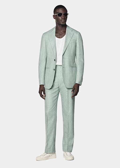 Light Green Tailored Fit Havana Suit