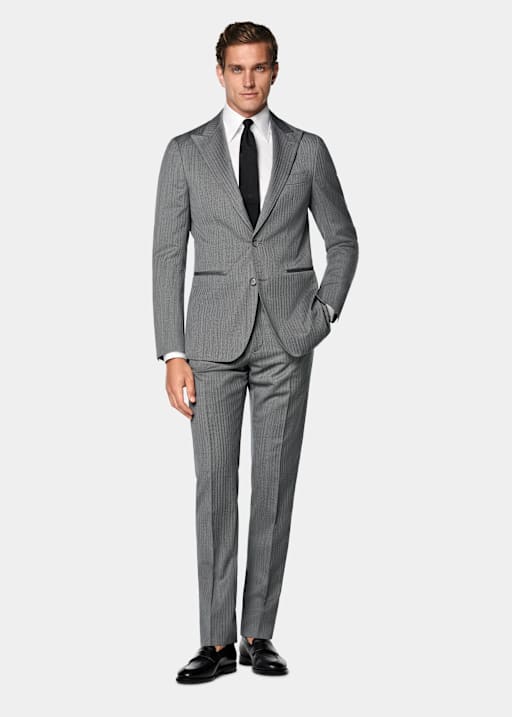 Costume Perennial Havana coupe Tailored gris moyen à chevrons