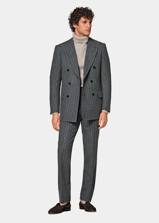 Dark Grey Striped Milano Suit