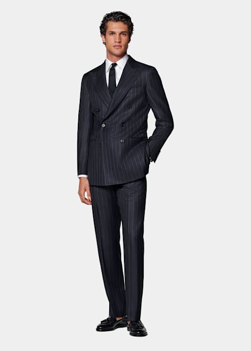 Navy Striped Tailored Fit Havana Suit