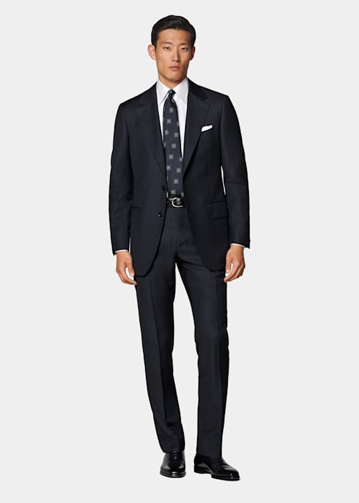 Navy Striped Tailored Fit Milano Suit