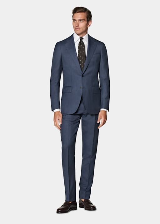 Costume Havana coupe Tailored bleu moyen