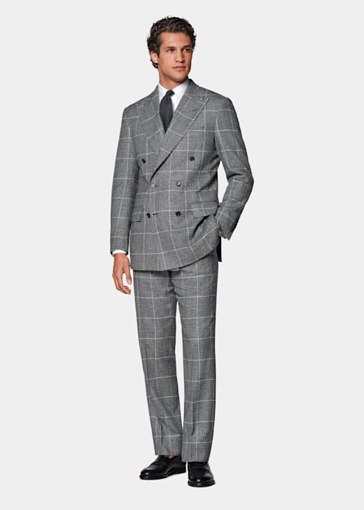 Mid Grey Checked Tailored Fit Milano Suit