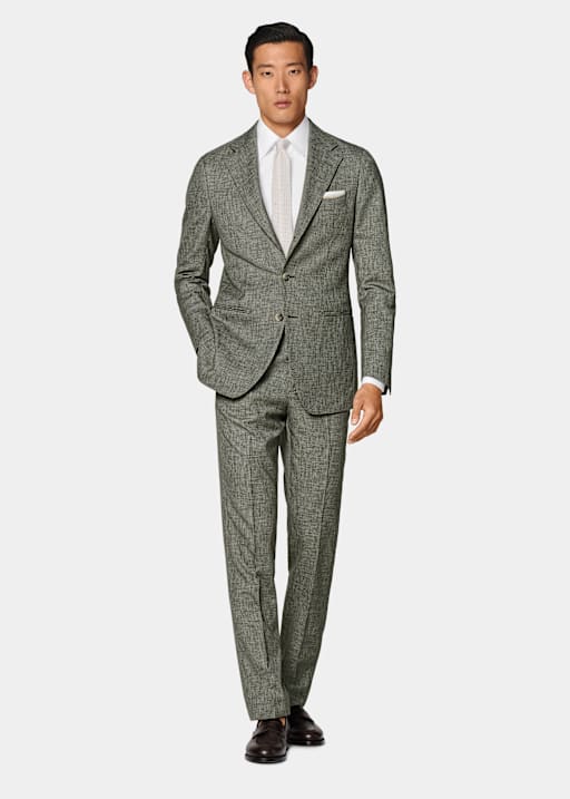 미드 그린 하운드체크 Perennial 테일러드 핏 Havana 수트