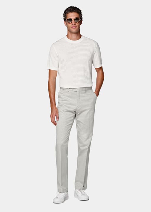 Light Grey Slim Leg Straight Chinos