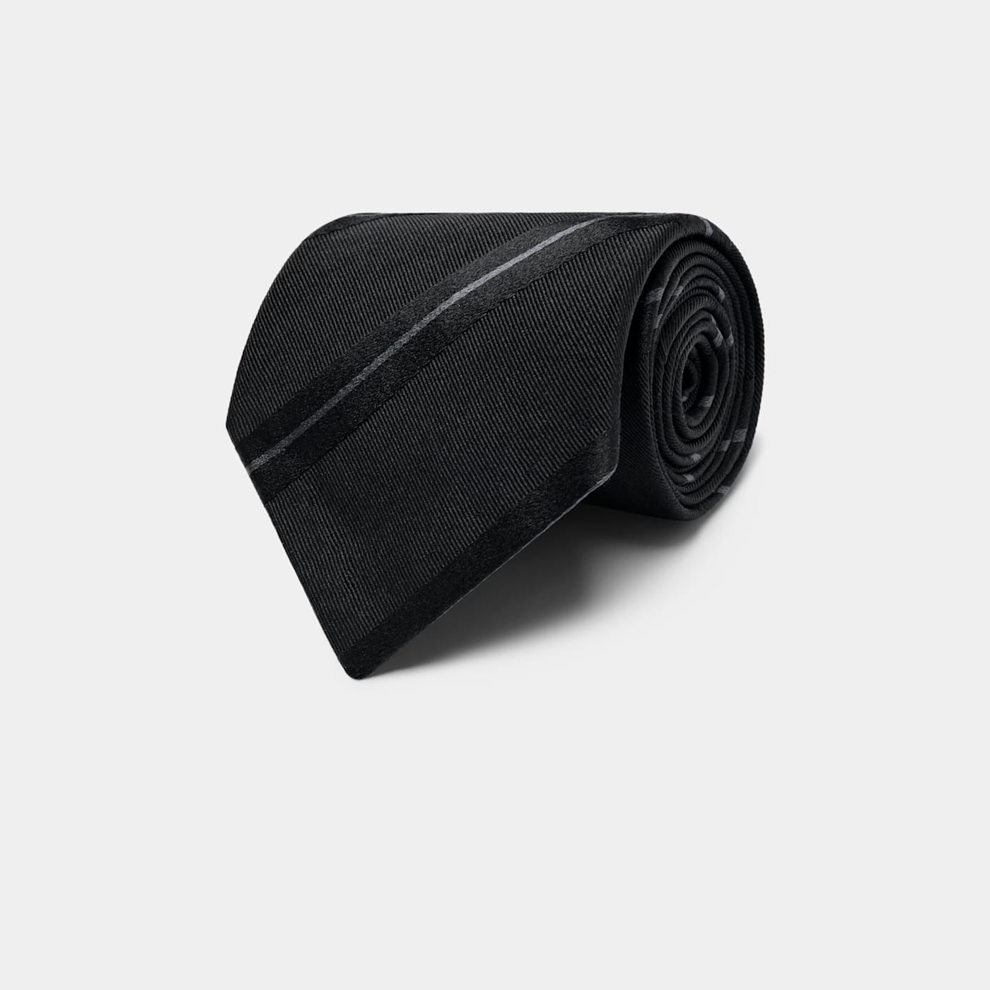 Suitsupply Black Striped Jacquard Tie