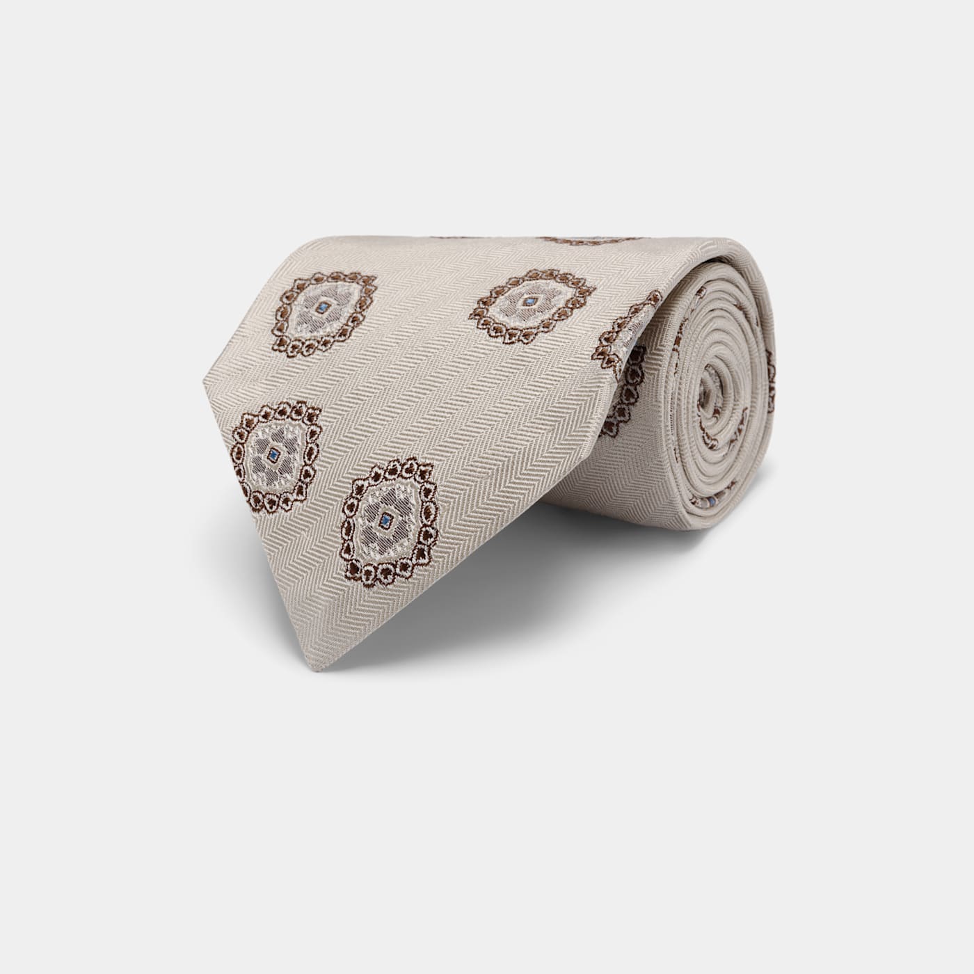 Suitsupply Off-white Graphic Tie In Neutral