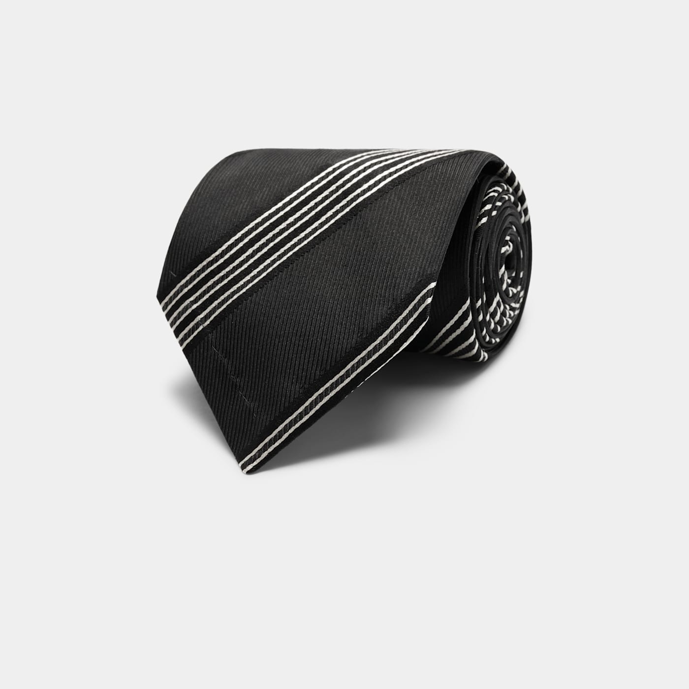 Suitsupply Black Striped Tie In Black
