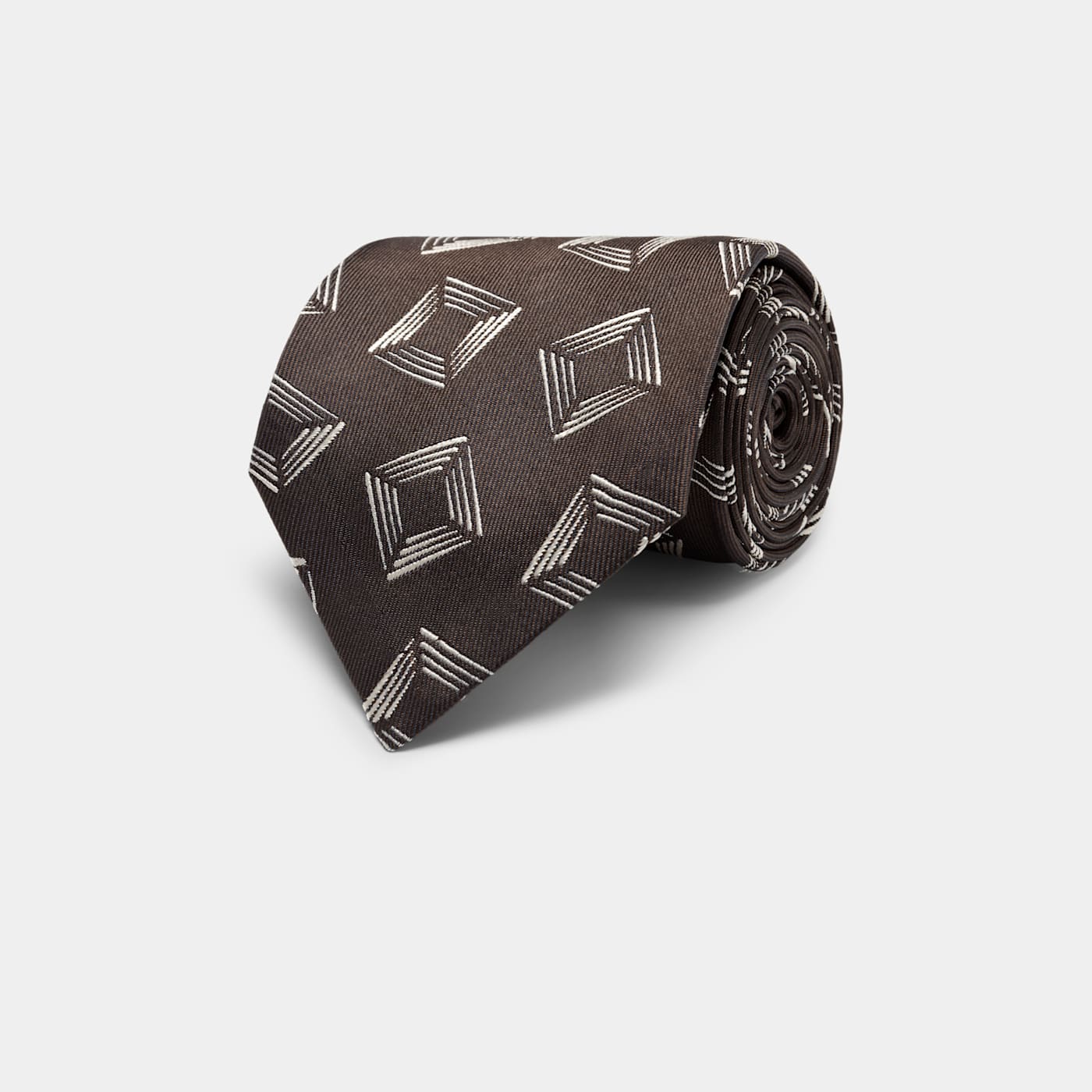 Suitsupply Dark Brown Graphic Tie In Brown