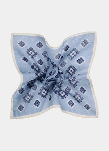 Blue Flower Pocket Square
