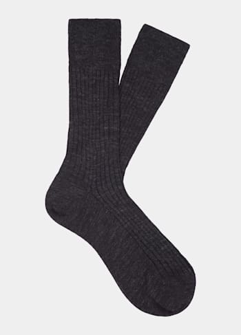Dark Grey Ribbed Regular Socks