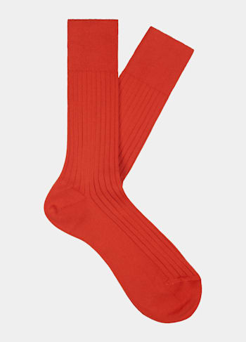 Orange Ribbed Regular Socks
