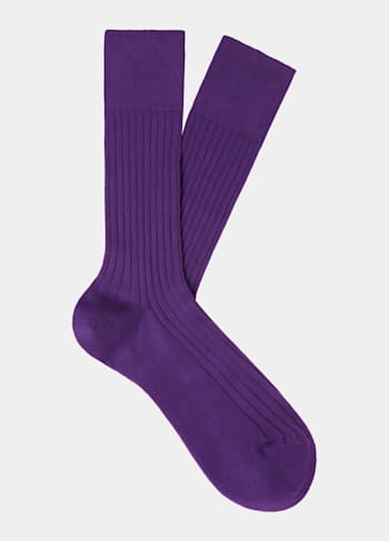 Purple Ribbed Regular Socks