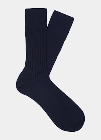 Navy Ribbed Regular Socks