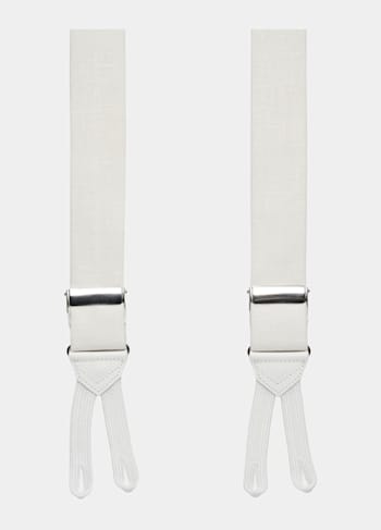 White Non Elastic Suspenders