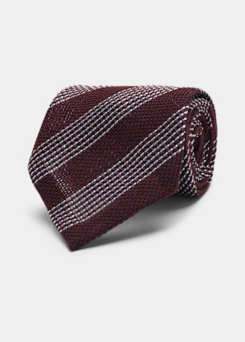 Dark Red Stripes Grenadine Tie