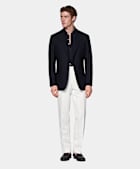 SUITSUPPLY Wrinkle-Free 4-Ply Wool by Rogna, Italy Navy Tailored Fit Havana Suit Jacket