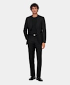 SUITSUPPLY Pure S110's Wool by Vitale Barberis Canonico, Italy  Black Slim Leg Straight Pants