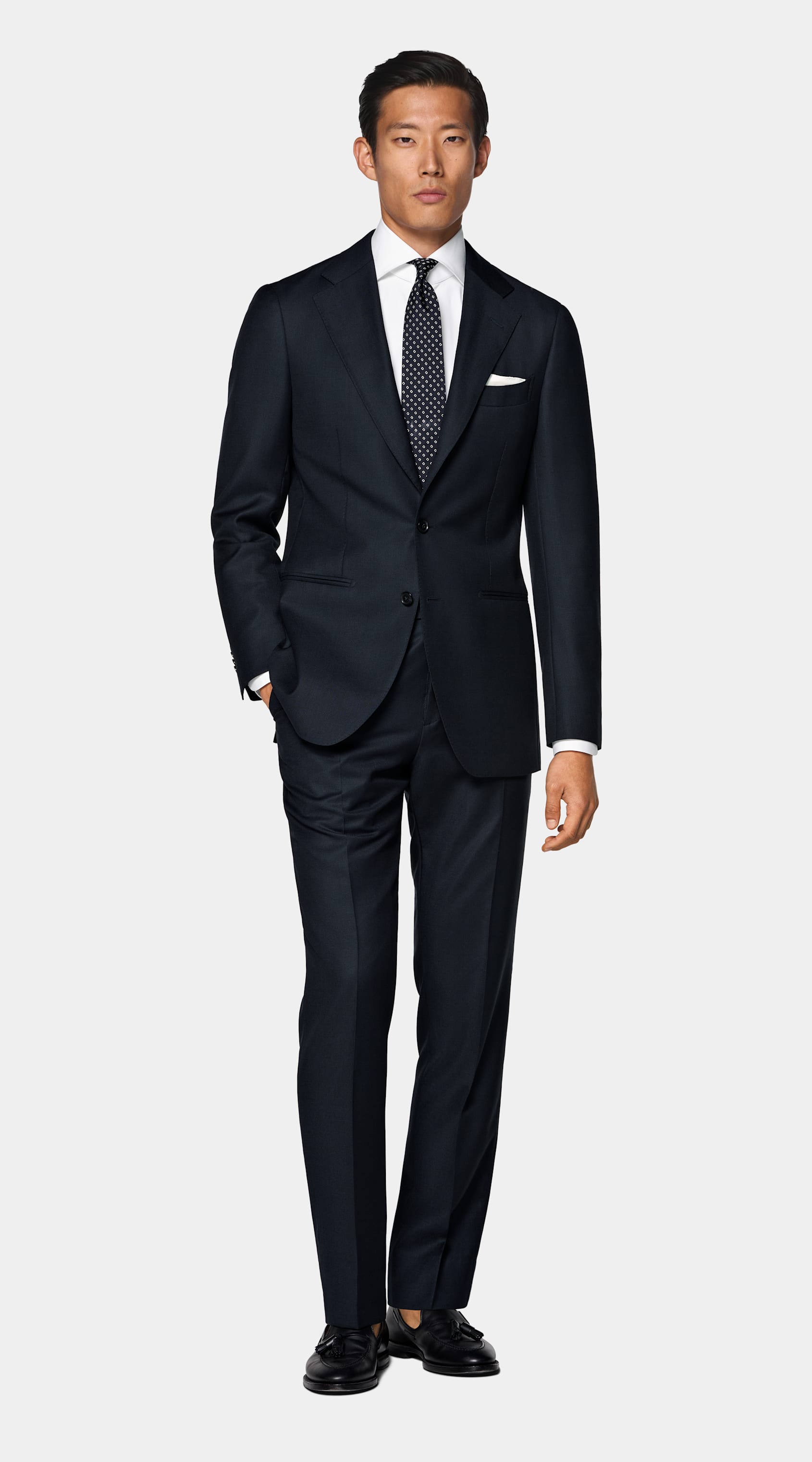 SUITSUPPLY All Season Pure S130's Wool by Reda, Italy Navy Tailored Fit Havana Suit