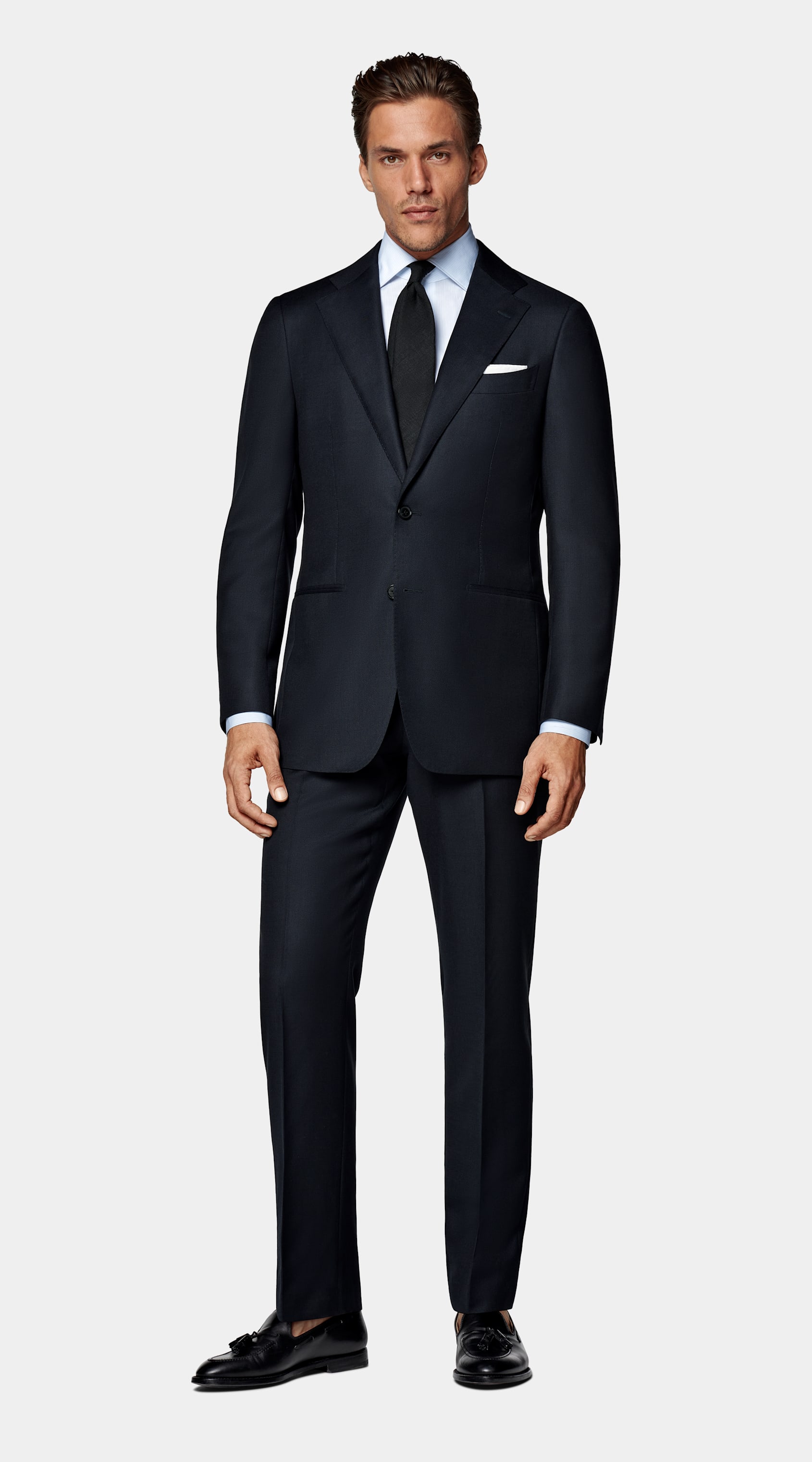 SUITSUPPLY All Season Pure S130's Wool by Reda, Italy Navy Tailored Fit Havana Suit