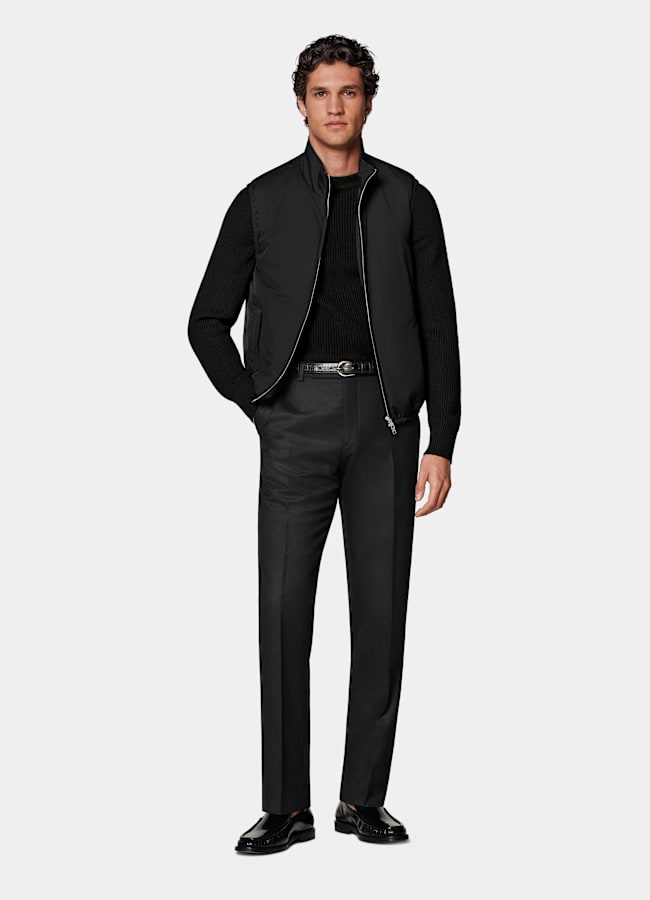 SUITSUPPLY Tejido técnico impermeable de Olmetex, Italia Chaleco acolchado ligero con cremallera negro