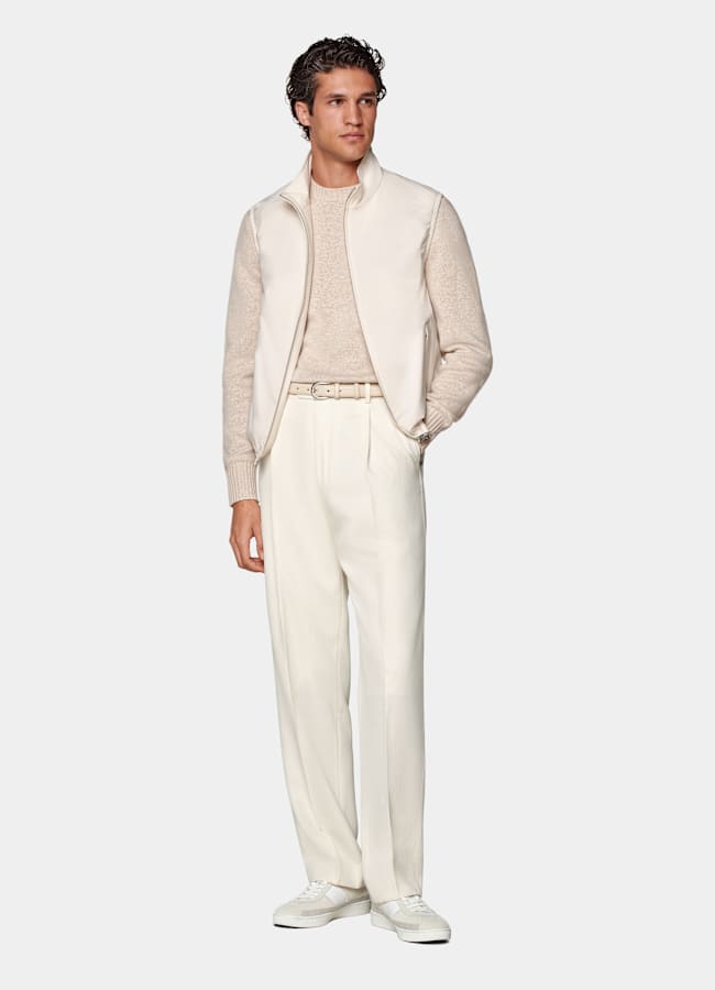 SUITSUPPLY Wasserabweisender technischer Stoff von Olmetex, Italien Weste off-white leicht gepolstert Reißverschluss