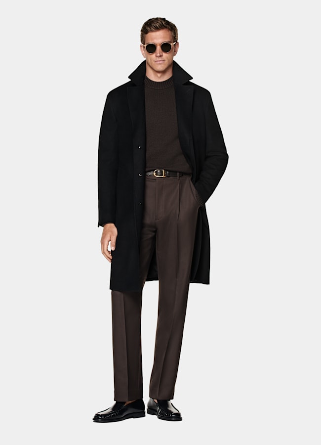 SUITSUPPLY Pure Wool Black Overcoat