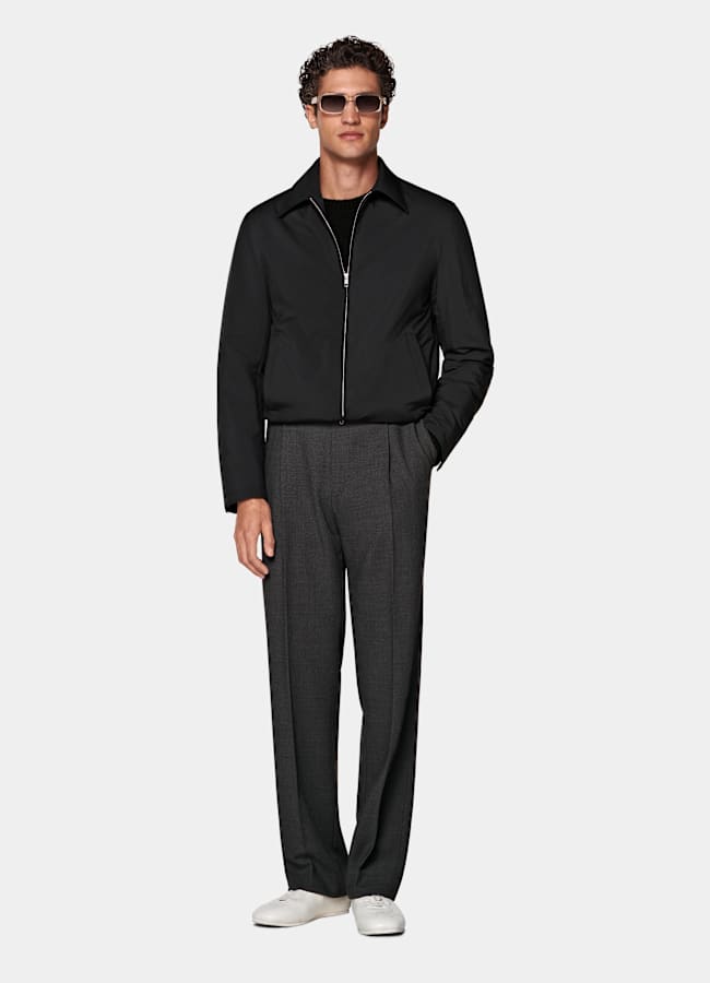 SUITSUPPLY Water-Repellent Technical Fabric by Olmetex, Italy Black Down Bomber Jacket