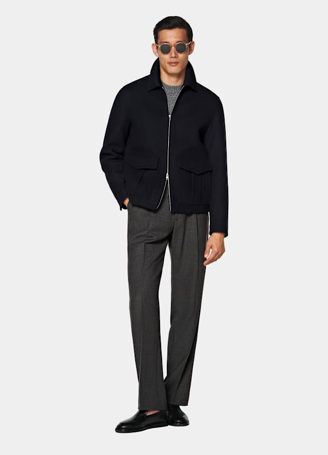 SUITSUPPLY Pure Wool Navy Bomber Jacket