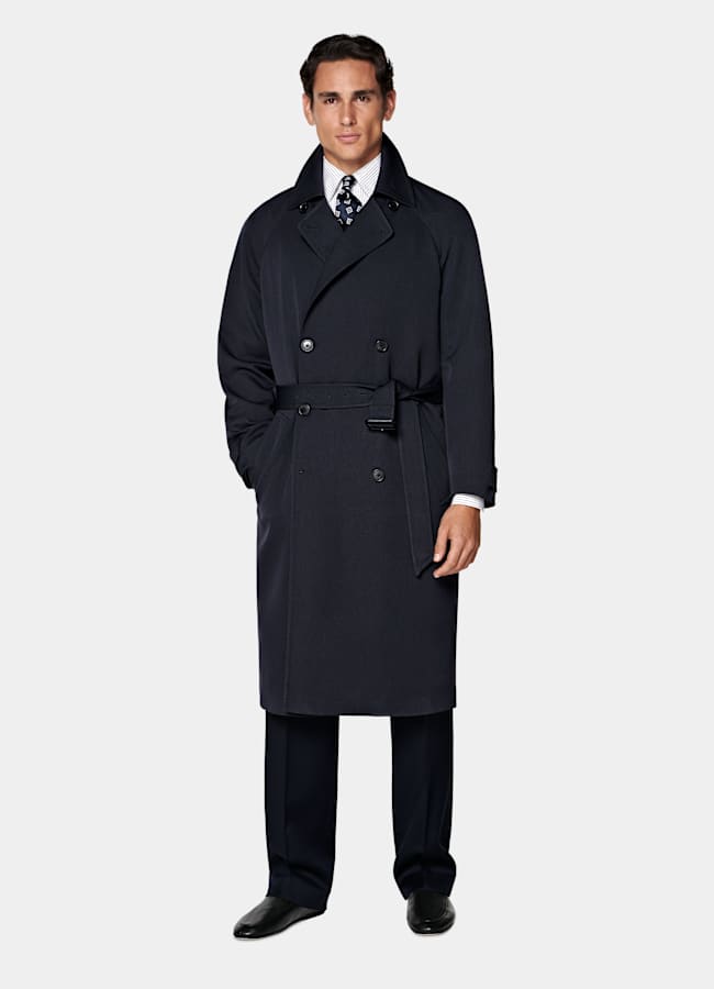 SUITSUPPLY Pure Wool by Emmetex, Italy Navy Trench Coat