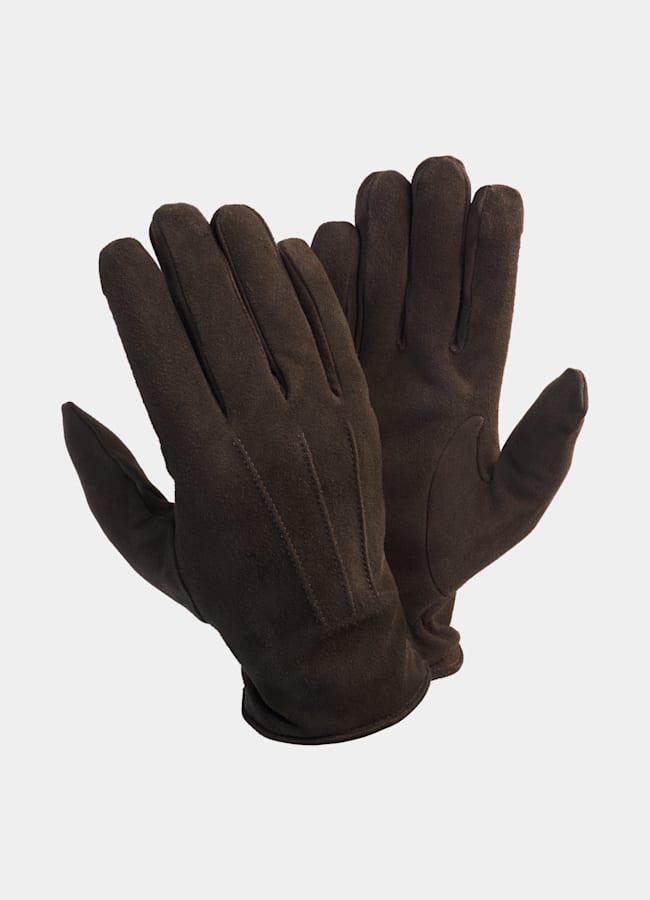 SUITSUPPLY Suede Brown Gloves
