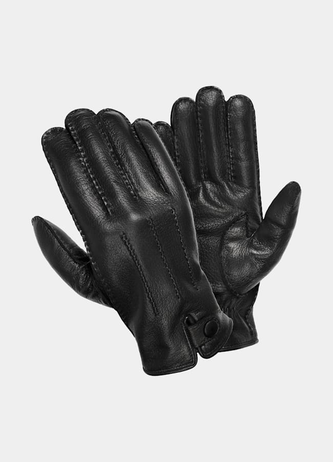 SUITSUPPLY Deer Leather Black Gloves