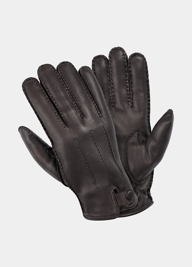 SUITSUPPLY Deer Leather Brown Gloves