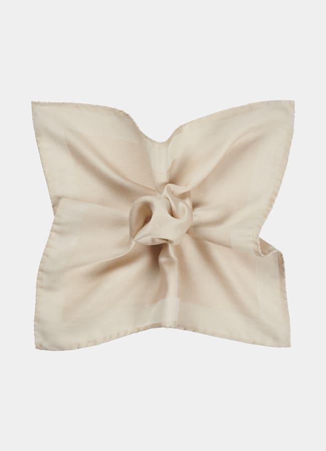 SUITSUPPLY Pure Silk by Magistri, Italy Light Brown Frame Pocket Square