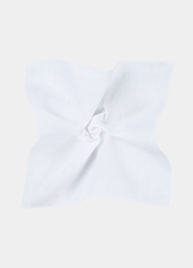 SUITSUPPLY Pure Linen by Camillatex, Italy White Pocket Square