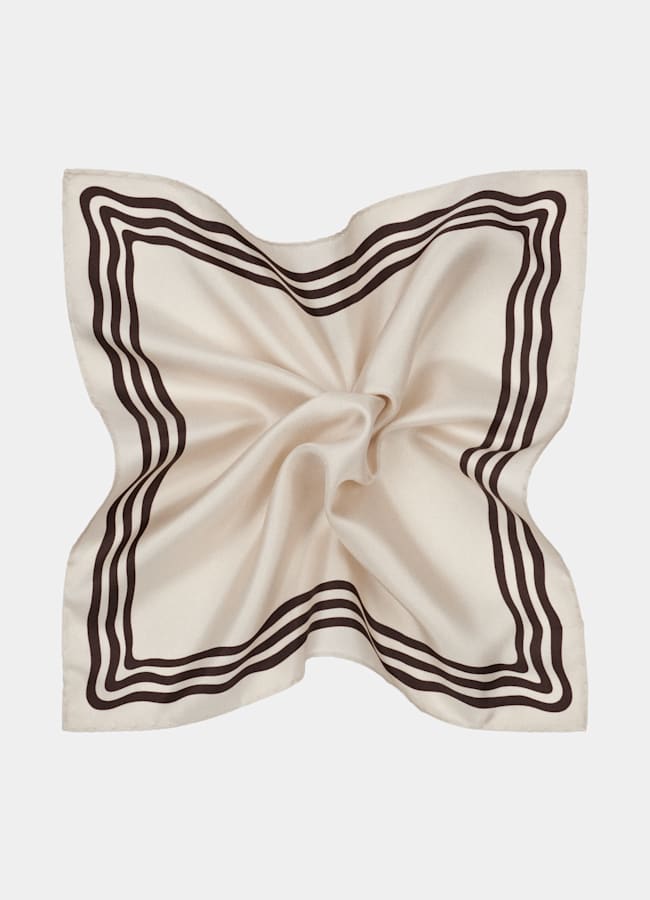 SUITSUPPLY Silk by Bottinelli, Italy Light Brown Pocket Square