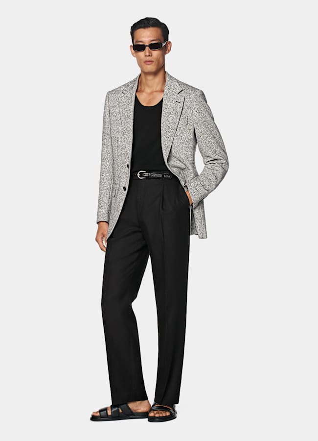SUITSUPPLY Été Soie, laine, lin par Marling & Evans, Royaume-Uni Blazer Milano coupe Tailored noir