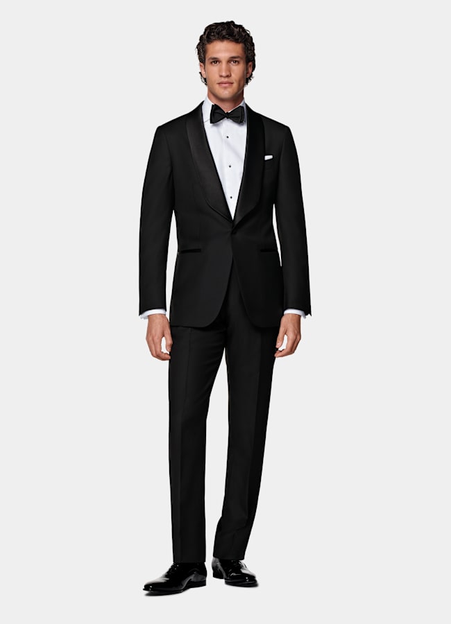 SUITSUPPLY All Season Pure S110's Wool by Vitale Barberis Canonico, Italy Black Tailored Fit Havana Dinner Jacket