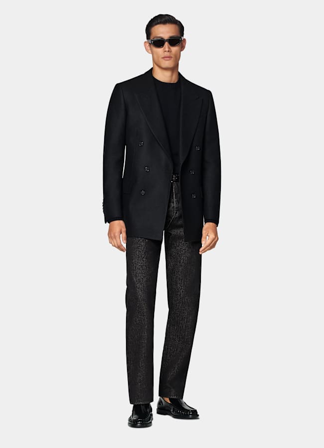 SUITSUPPLY Winter Wool Cashmere by E.Thomas, Italy Black Tailored Fit Milano Blazer