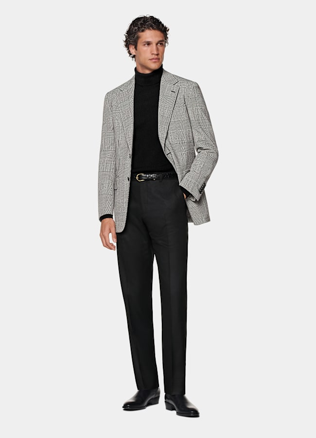 SUITSUPPLY Winter Pure Wool by Subalpino, Italy Black Checked Tailored Fit Milano Blazer