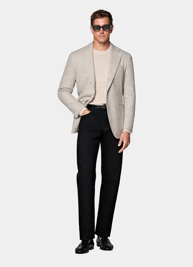 SUITSUPPLY Invierno Alpaca, lana, algodón, poliamida de Ferla, Italia Blazer Roma arena a cuadros corte Relaxed