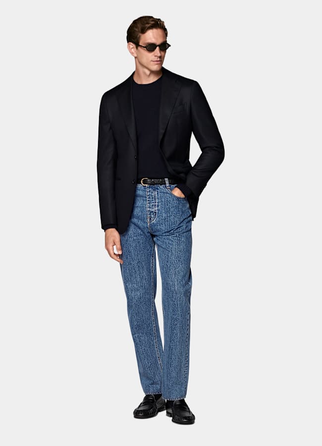 SUITSUPPLY Winter Reiner S120er Schurwolle-Flanell von Vitale Barberis Canonico, Italien Havana Anzugsakko Navy Tailored Fit