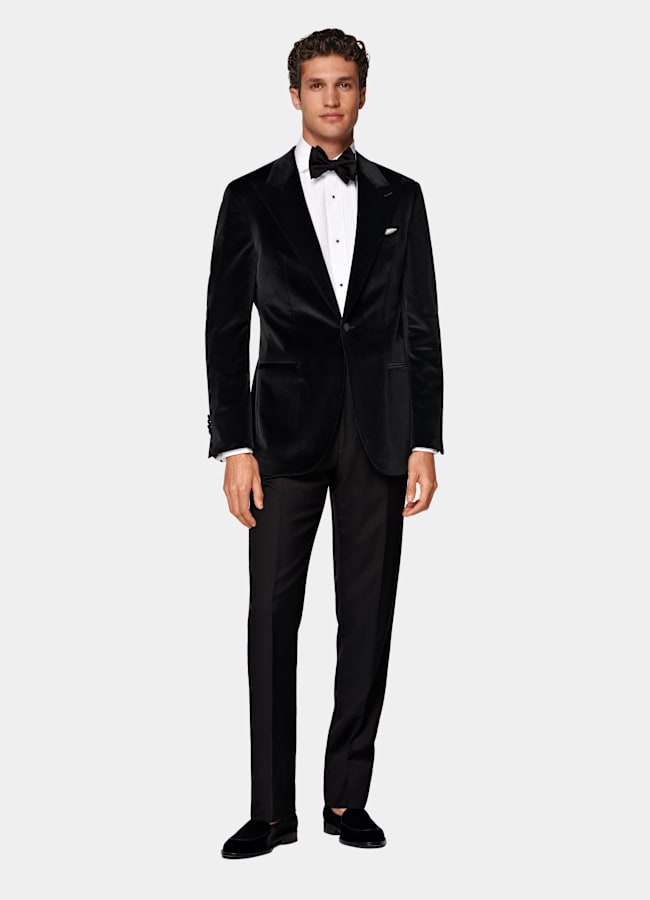 SUITSUPPLY Winter Stretch-Baumwolle Samt von Pontoglio, Italien Havana Dinner Jacket schwarz Tailored Fit