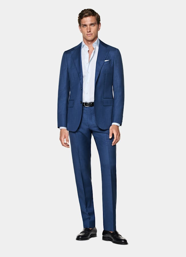 SUITSUPPLY All Season Pure S110's Wool by Vitale Barberis Canonico, Italy Mid Blue Tailored Fit Havana Suit Jacket