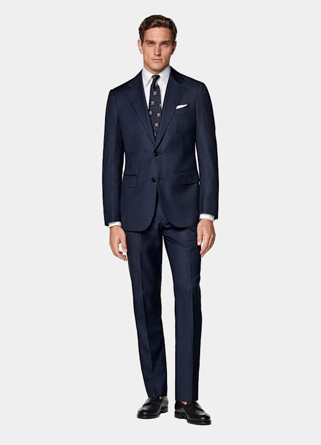 SUITSUPPLY All Season Pure S110's Wool by Vitale Barberis Canonico, Italy Mid Blue Tailored Fit Havana Suit Jacket