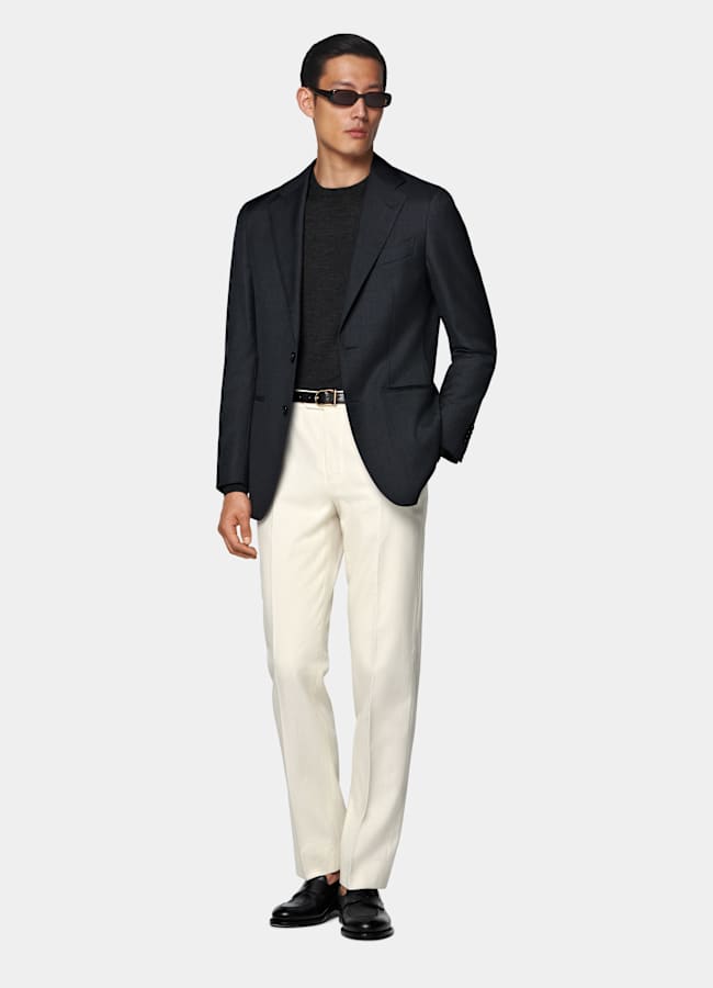 SUITSUPPLY All Season Pure Wool by Reda, Italy Dark Grey Perennial Tailored Fit Havana Suit Jacket