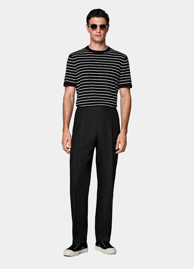 SUITSUPPLY Cotton Silk Black Short Sleeve Crewneck